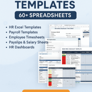 HR & Payroll Excel Templates Bundle – 60+ Spreadsheets for Salary, Timesheets & Dashboards