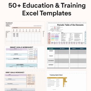 50+ Education & Training Excel Templates Bundle | Course, Skills & Training Planner Pack